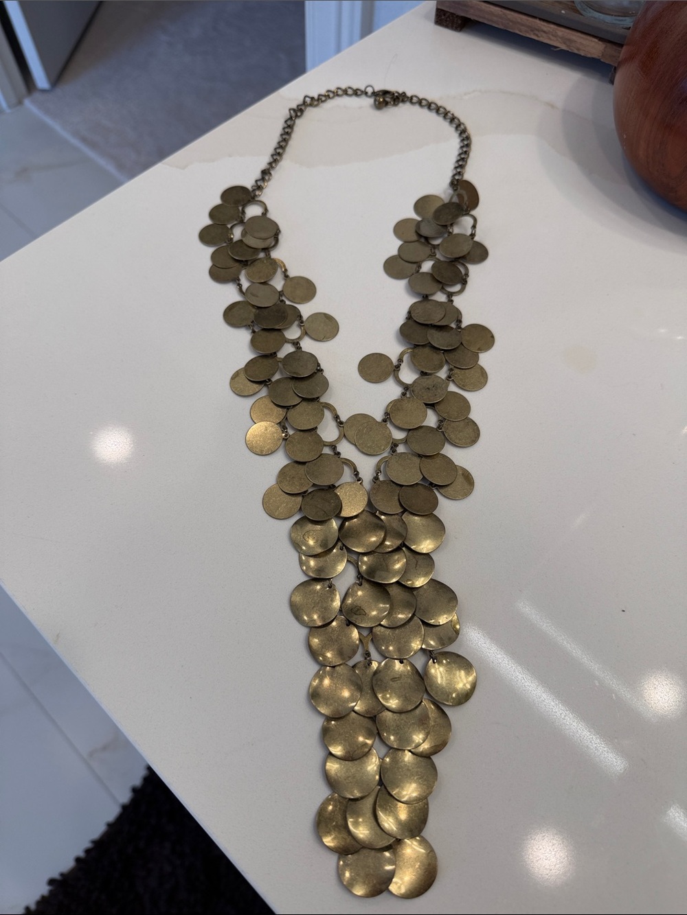Gold-Tone Disc Cascade Statement Necklace - Women Jewelry
